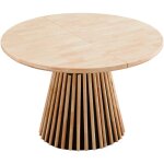 Table � manger ronde, table de repas extensible coloris ch�ne naturel - longueur 120 - 160 - 200 x largeur ...