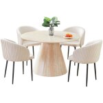 Table  manger rosalia ? ronde 120 cm ? cramique & pied effet travertin