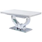 Homy france - table  manger trofy blanc 4  6 personnes verre 150x90x75cm