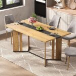 Table � mangeren bois 150 cm, rectangulaire, avec tapis antid�rapant et pi�tement en m�tal, id�ale pour ...