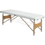 Table de massage - homcom - pliante 2 zones - hauteur r�glable, oreiller facial amovible - bois - 186x60x61 ...
