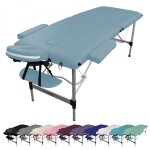 Table de massage pliante 2 zones en aluminium + accessoires et housse de transport - bleu pastel - vivezen ... Table de massage pliante 2 zones en aluminium + accessoires et housse de transport - bleu pastel - vivezen ...