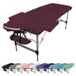 Table de massage pliante 2 zones en aluminium + accessoires et housse de transport - prune - vivezen Table de massage pliante 2 zones en aluminium + accessoires et housse de transport - prune - vivezen