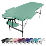 Table de massage pliante 2 zones en aluminium + accessoires et housse de transport - vert pastel - vivezen ...