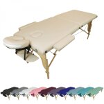 Table de massage pliante 2 zones en bois avec panneau reiki + accessoires et housse de transport - beige ...