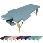 Table de massage pliante 2 zones en bois avec panneau reiki + accessoires et housse de transport - bleu ...