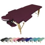 Table de massage pliante 2 zones en bois avec panneau reiki + accessoires et housse de transport - prune ...