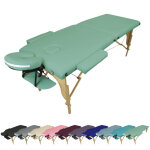 Table de massage pliante 2 zones en bois avec panneau reiki + accessoires et housse de transport - vert ...
