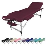 Table de massage pliante 3 zones en aluminium + accessoires et housse de transport - prune - vivezen