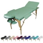 Table de massage pliante 3 zones en bois avec panneau reiki + accessoires et housse de transport - vert ...