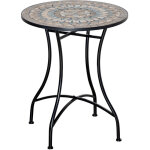 Table mosa�que ronde �60 cm avec plateau en c�ramique pour jardin et balcon?vert beige blanc