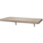Jamais utilis] table murale hhg 418, table pliante murale en bois massif, 100x50cm couleur naturelle ...