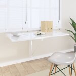 Bonnevie - table murale pliable lgante pour maison, cuisine, bureau blanc brillant 100x60x56cm bois ...