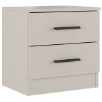 Pegane - table de nuit, table de chevet avec 2 tiroirs coloris beige - longueur 39, 60 x profondeur 33, ...