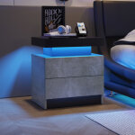 Table de nuit led + 2 tiroirs + �clairage led multicolore + couleur grise