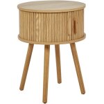 Beliani - table de nuit ronde chevet de lit porte coulissante mdf pieds en bois massif bois clair selah ...