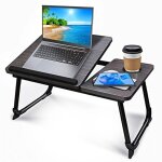 Table d'ordinateur portable, pliable plateau de lit 55 x 32 x 25 cm hauteur r�glable pieds pliants, noir ...