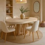 Table ovale extensible 150 - 300cm eliza effet travertin beige