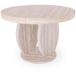 Table ovale extensible l110 - 260cm icarios avec pieds design effet travertin beige