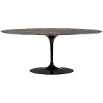 Table ovale tulipe plateau en marbre - collection 160 cm marbre brun emperador noir brillant - plateau ...