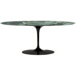 Table ovale tulipe plateau en marbre - collection 160 cm noir brillant marbre verde alpi - plateau marbre ...