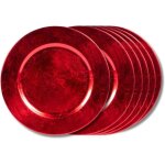 Table passion - assiette rouge paillette 33 cm (lot de 6)