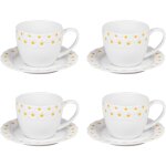 Table passion - coffret de 4 tasses � th� avec sous tasses marguerite 30 cl