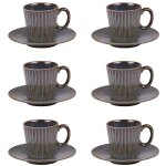 Table passion - coffret de 6 tasses � caf� avec sous tasses liv bleu 9 cl