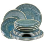 Table passion - service d'assiettes 12 pi�ces moon lagon