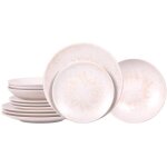 Table passion - service d'assiettes 12 pi�ces onyx cr�me