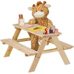 Table de pique - nique, pour 4 enfants, en bois de pin, h x l x p : 51 x 90 x 78 cm, jardin, nature - ...