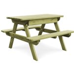 Table de pique - nique, table de camping, table d'ext�rieur pour enfants avec bancs pin�de impr�gn�e ...