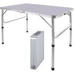 Tables de pique - nique pliantes de 90cm en aluminium robuste, r�glable en hauteur, l�g�re, avec poign�e ...