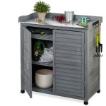 Relaxdays ? table de rempotage en bois de sapin avec armoire de rangement ? surface en �tain facile � ...