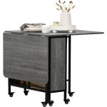 Homcom - table pliable 6 personnes - table à rabat mobile 6 roulettes - étagère centrale - métal noir ... Homcom - table pliable 6 personnes - table à rabat mobile 6 roulettes - étagère centrale - métal noir ...