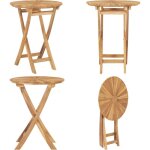 Table pliable de jardin  60 cm bois de teck solide - table de jardin pliante - table en teck - mobilier ...