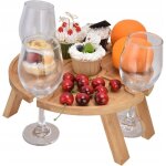 Table pliable table de pique - nique pour collations fromages vins amuse - bouches en bois