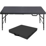 Table pliante 125x61x74cm , r�glable en hauteur, pour les pique - niques et les f�tes, noir