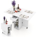 Table pliante cuisine, table pliante interieure avec 1 tiroir et 2 etagres, table extensible pour 4 ...