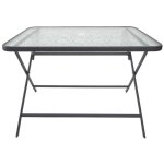 Table pliante en m�tal anthracite et plateau en verre tremp� - christina