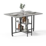 Table pliante mobile table de cuisine multifonctionnelle 120 x 80 x 75 cm gris mondeer