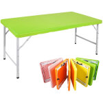 Table pliante, table pliante portable de 125 cm avec poign�e, hauteur r�glable de 58 cm � 74 cm, capacit� ...