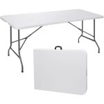 Table pliante rectangulaire, table de jardin robuste portable, table pique nique avec poigne, intrieur ...