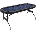 Table de poker pliable 182 cm pour 8 joueurs, table de jeu de cartes avec 8 porte - gobelets en mtal ...