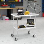 Table de prparation  roulettes desserte de cuisine 2 niveaux en acier inox&acier galvanis 915x61x885cm ...