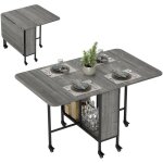 Table  rabat pliable mobile 6 personnes serena effet bois gris