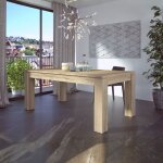 Table � rallonge 1475 avec rallonge centrale coloris ch�ne 190x90x76h