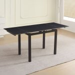 Table � rallonge kyoto avec plateau en c�ramique de marbre noir et structure en m�tal noir 100x70x75h ...