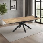 Toscohome ? table extensible ch�ne mdf et pi�tement m�tal noir ? dimensions 180 / 240x100x76h ? rallonge ...