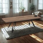 Table � rallonge avec plateau en ch�ne cendr� et pieds en m�tal moul� noir 190 cm - tokuri